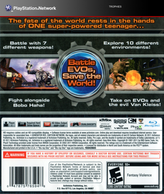 Generator Rex - Agent of Providence — box-2D-back (US)