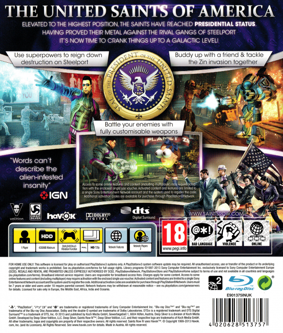 Saints Row IV — box-2D-back (EU)