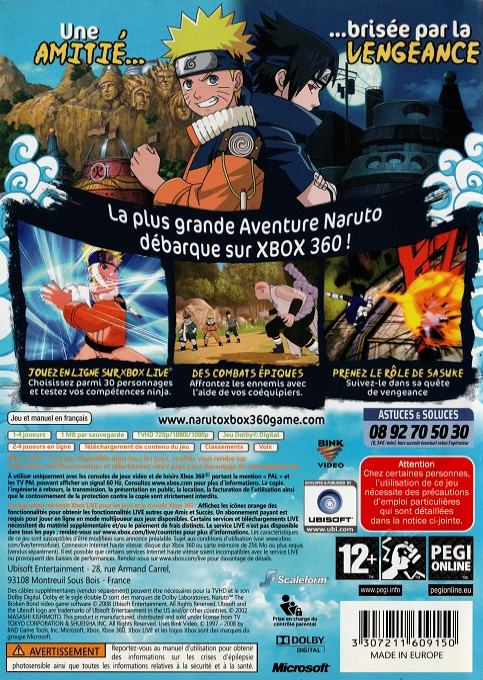 Naruto - The Broken Bond — box-2D-back (FR)