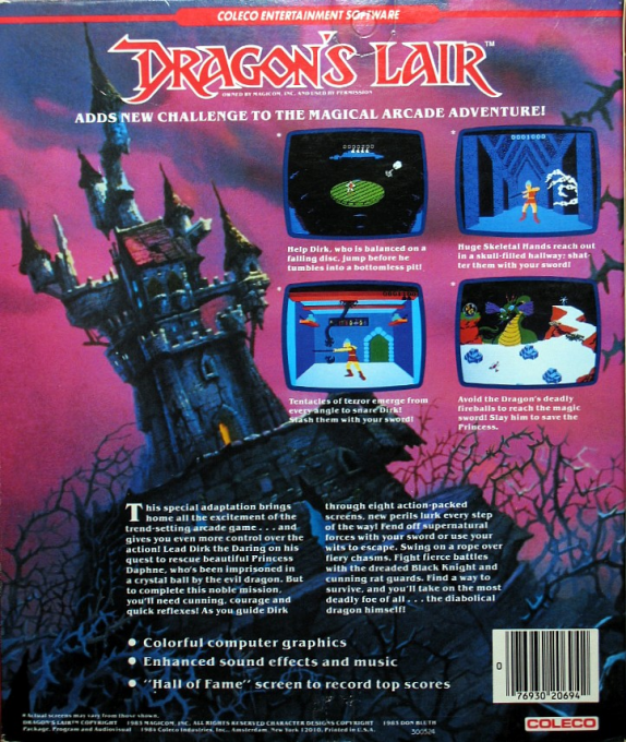 Dragon's Lair — box-2D-back (US)