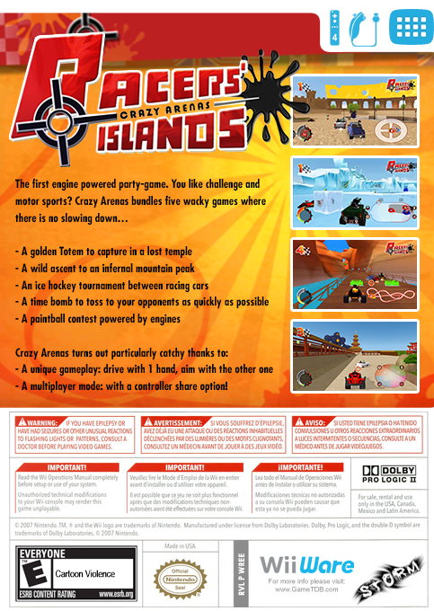 Racers' Islands - Crazy Arenas — box-2D-back (US)