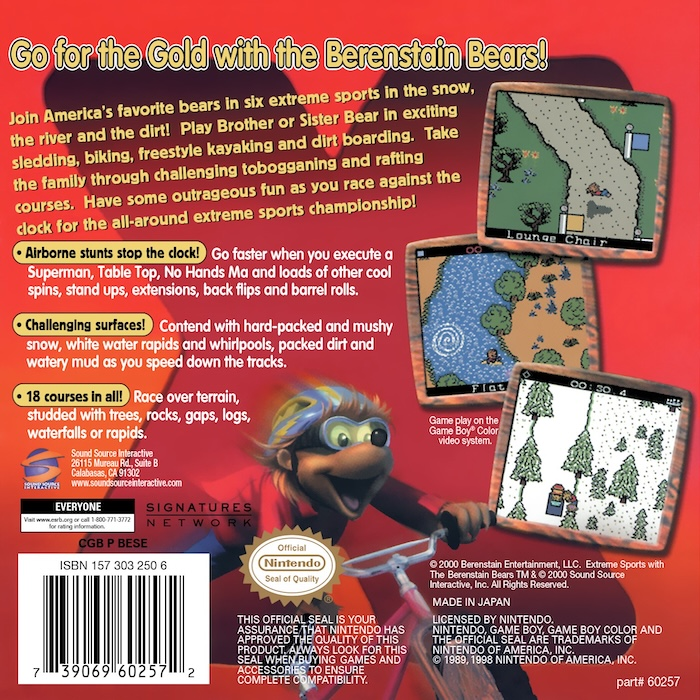 Extreme Sports with the Berenstain Bears — box-2D-back (US)