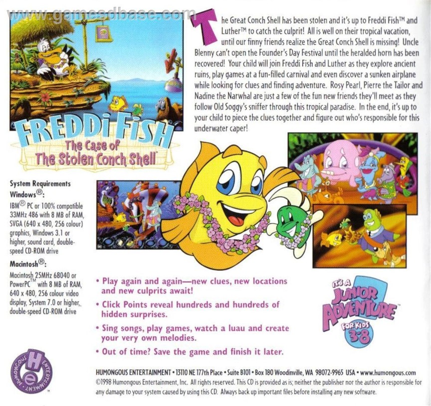 Freddi Fish 3: The Case of the Stolen Conch Shell — box-2D-back (US)