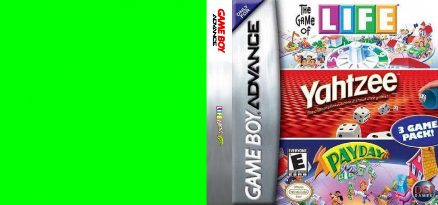 3 Game Pack! - The Game of Life + Payday + Yahtzee — box-texture (US)