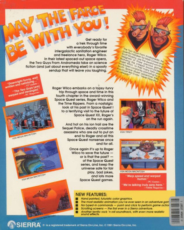 Space Quest IV - Roger Wilco and the Time Rippers — box-2D-back (WOR)