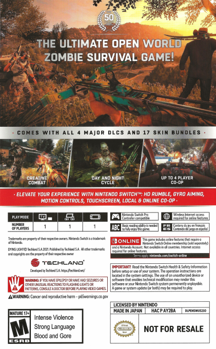 Dying Light - Platinum Edition — box-2D-back (US)