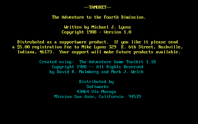 Tamoret : The Adventure to the Fourth Dimension — sstitle (WOR)