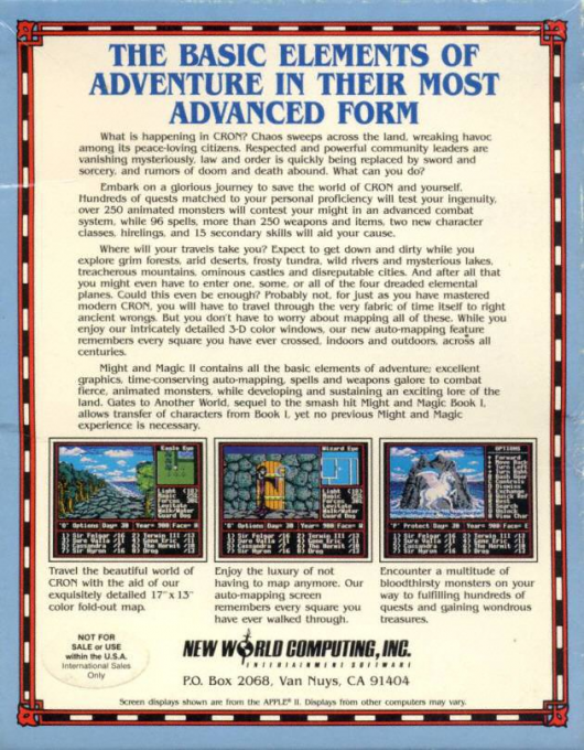 Might and Magic II - Gates to Another World — box-2D-back (US)