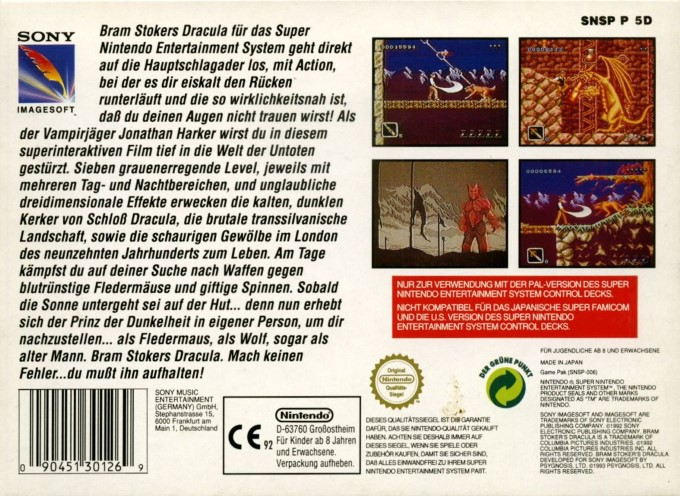 Bram Stoker's Dracula — box-2D-back (DE)
