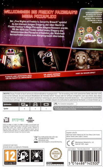 Five Nights at Freddy’s - Security Breach — box-2D-back (DE)