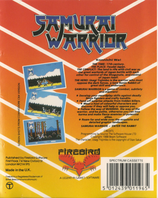 Samurai Warrior - The Battles Of Usaji Yojimbo — box-2D-back (EU)