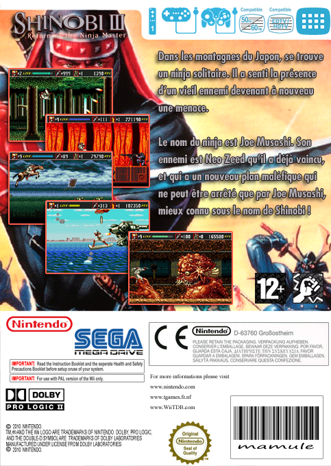 Shinobi 3 - Return Of The Ninja Master — box-2D-back (FR)