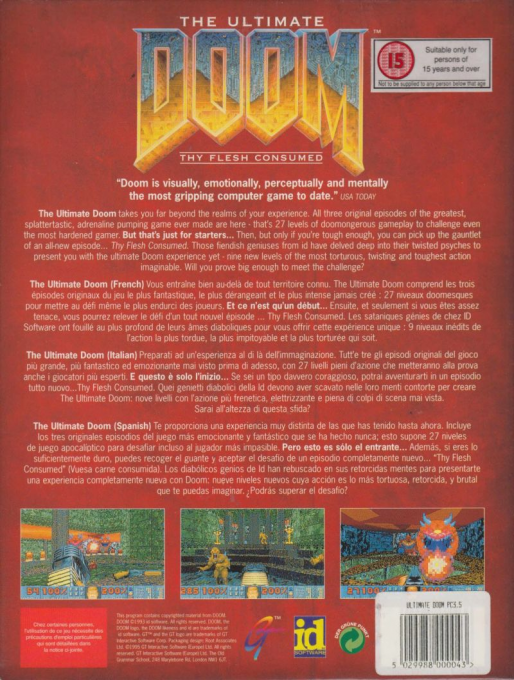 Ultimate Doom, The — box-2D-back (EU)