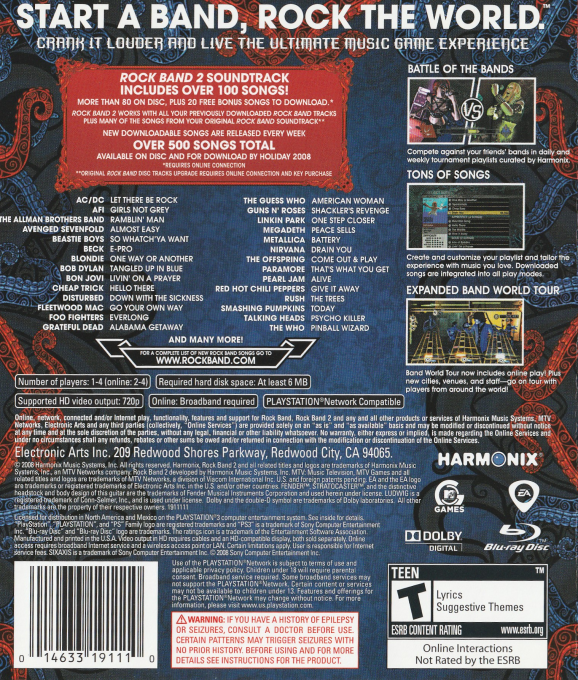 Rock Band 2 — box-2D-back (US)