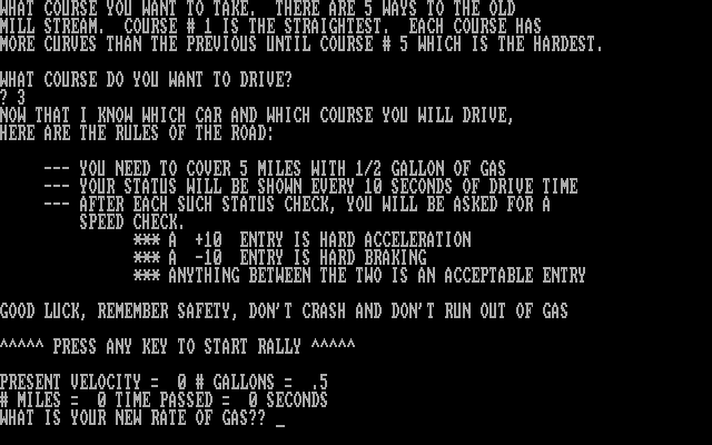 Road Rally — ss (WOR)