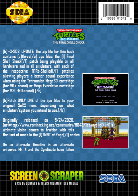 TMNT Of Rage : The Final Shell Shock — box-2D-back (SS)
