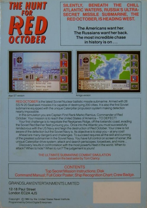 Hunt For Red October, The - The Book — box-2D-back (EU)