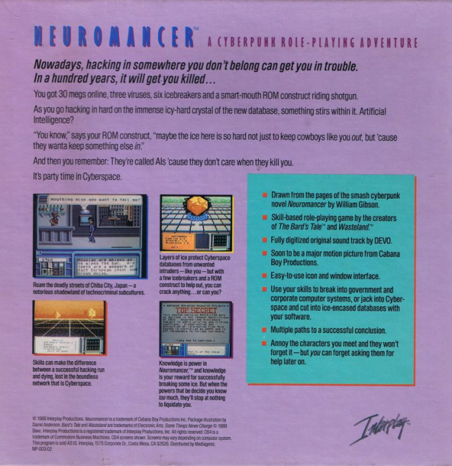 Neuromancer — box-2D-back (US)