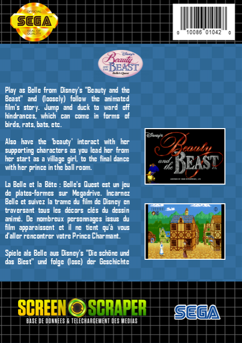 Beauty And The Beast - Belle's Quest — box-2D-back (SS)