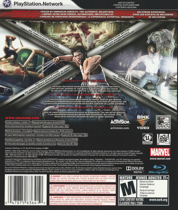 X-Men Origins - Wolverine — box-2D-back (CA)