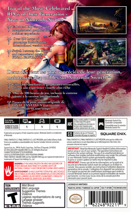 Final Fantasy 10/10-2 HD Remaster — box-2D-back (US)