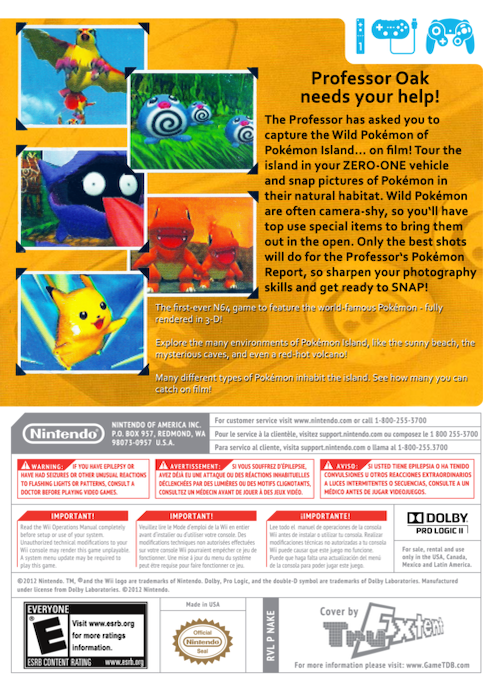 Pokémon Snap — box-2D-back (US)