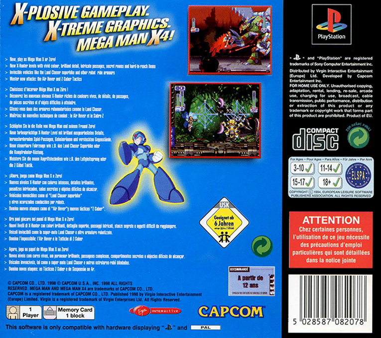 Rockman X4 — box-2D-back (EU)