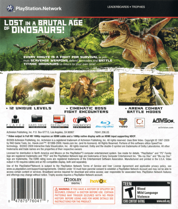 Jurassic - The Hunted — box-2D-back (US)