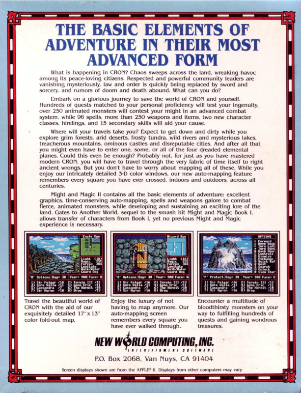 Might And Magic 2 - Gates To Another World — box-2D-back (US)