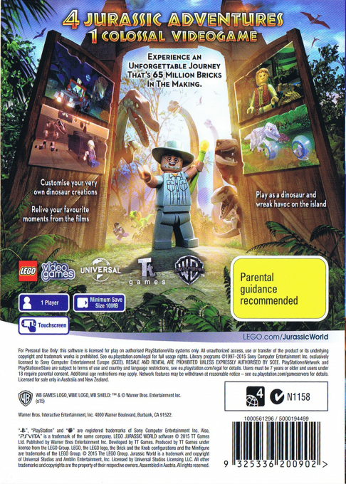 LEGO Jurassic World — box-2D-back (EU)
