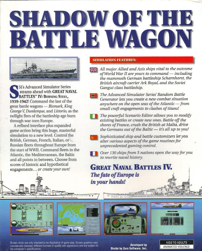 Great Naval Battles Vol 4 - Burning Steel 1939-1942 — box-2D-back (US)