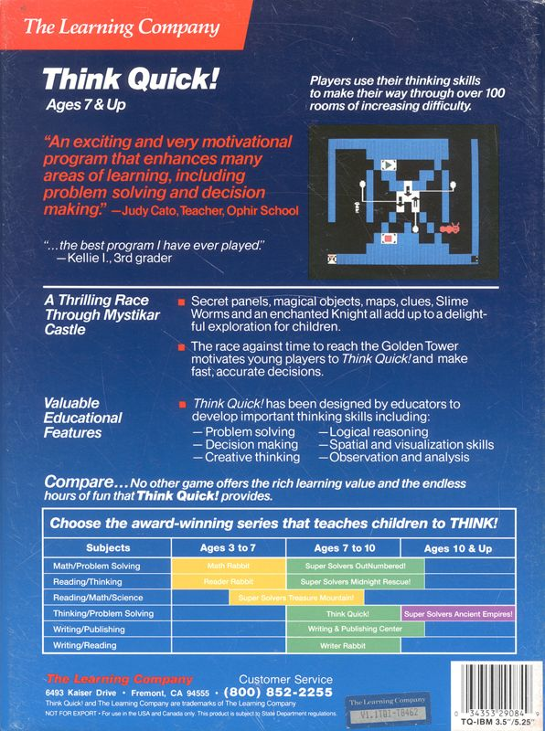 Think Quick! — box-2D-back (US)