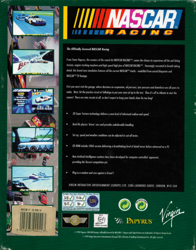 NASCAR Racing — box-2D-back (EU)