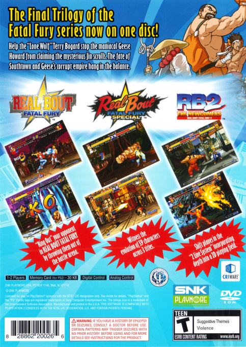Fatal Fury - Battle Archives Volume 2 — box-2D-back (US)