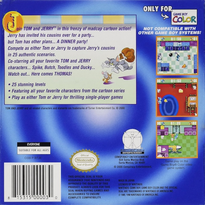 Tom and Jerry : Mousehunt — box-2D-back (US)