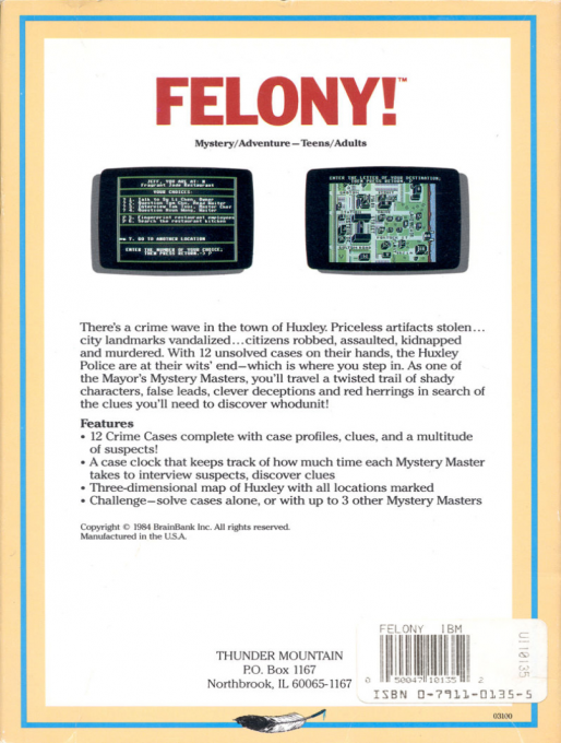Mystery Master - Felony! — box-2D-back (US)