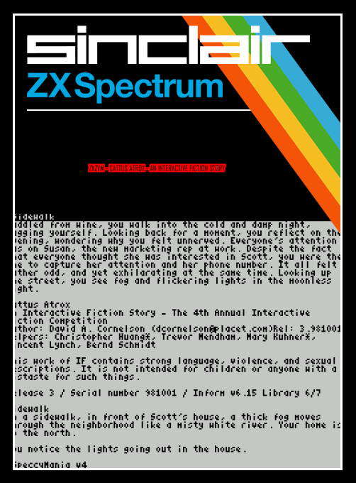 ZxZvm - Cattus Atrox - An Interactive Fiction Story box art