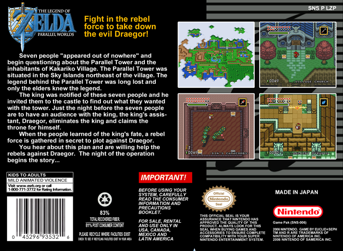 Legend Of Zelda, The : Parallel Worlds — box-2D-back (US)