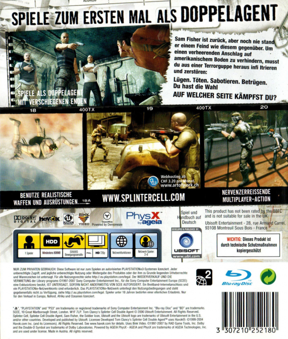 Tom Clancy's Splinter Cell HD — box-2D-back (DE)
