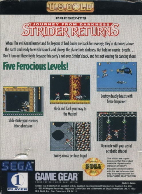Journey from Darkness - Strider Returns — box-2D-back (US)
