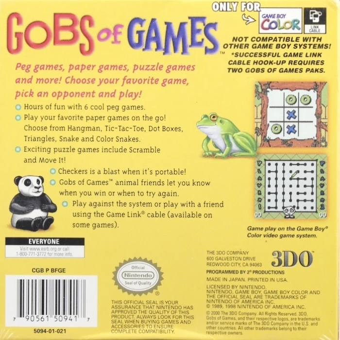 Gobs of Games — box-2D-back (US)