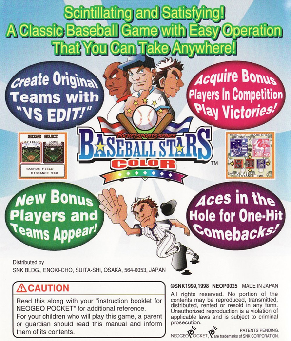 Baseball Stars Color - Pocket Sports Series — box-2D-back (EU)