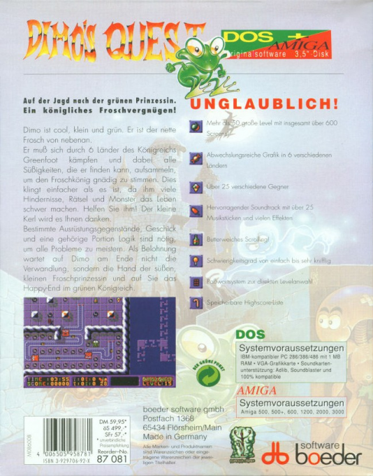 Dimo's Quest — box-2D-back (DE)