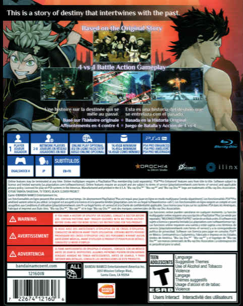 Black Clover - Quartet Knights — box-2D-back (US)