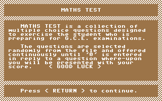 Mathematics Test : 'O' Level — sstitle (WOR)