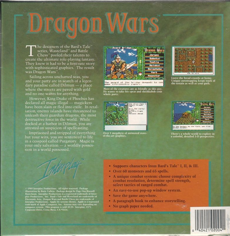 Dragon Wars — box-2D-back (EU)