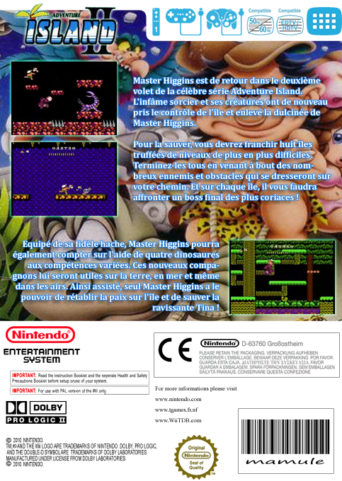 Adventure Island 2 — box-2D-back (FR)