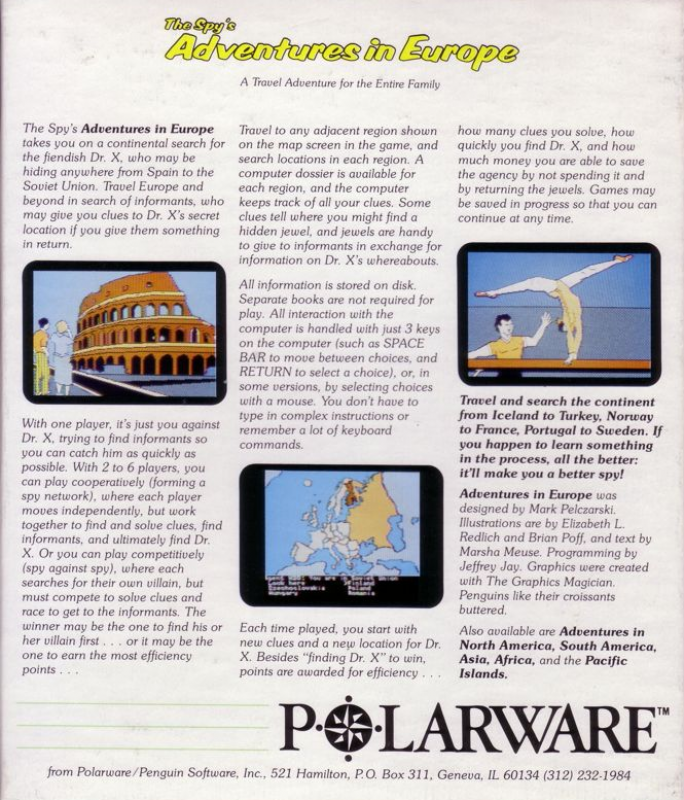 Spy's Adventures In Europe, The — box-2D-back (US)