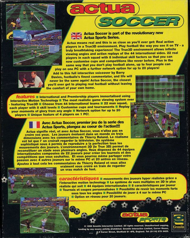 Actua Soccer — box-2D-back (EU)