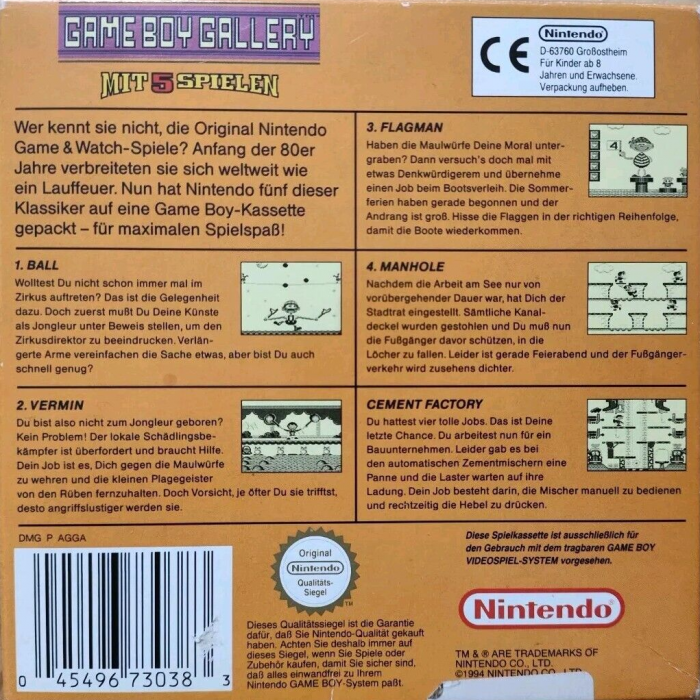 Game Boy Gallery - 5 Games In One — box-2D-back (DE)